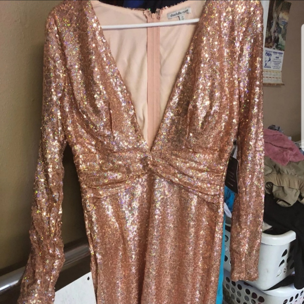 Rose gold sequin dress
